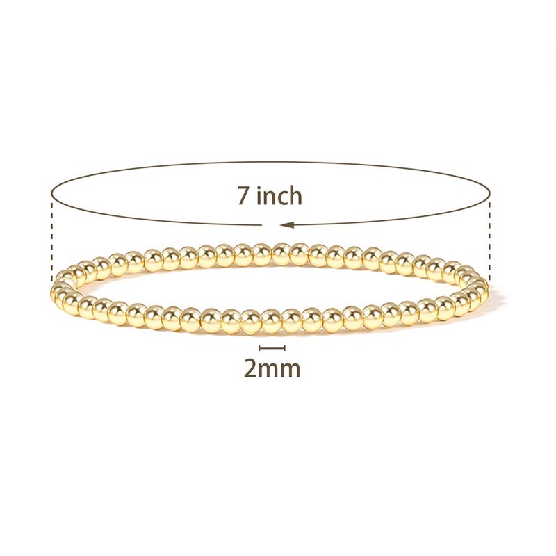 Badu Gold Bead Bracelet for Women 14K Gold Plated Bead Ball Bracelet Stretchable Elastic Hypoallergenic Bohemian Stackable Bracelet - Image 1